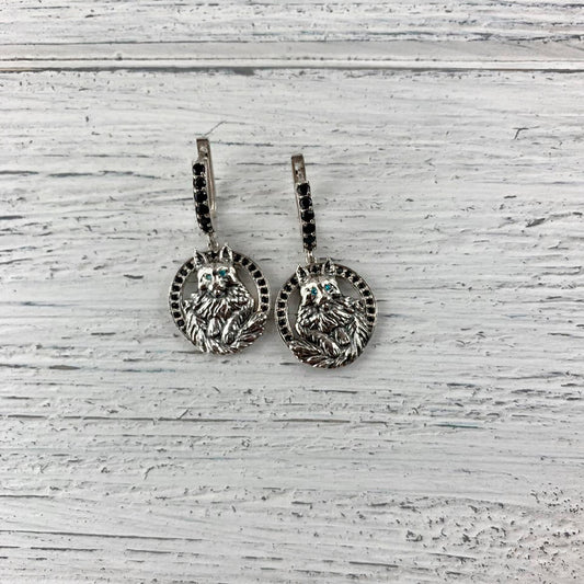 Cats earrings Maine Coon Silver earrings  Animals silver earrings  Cat jewelry