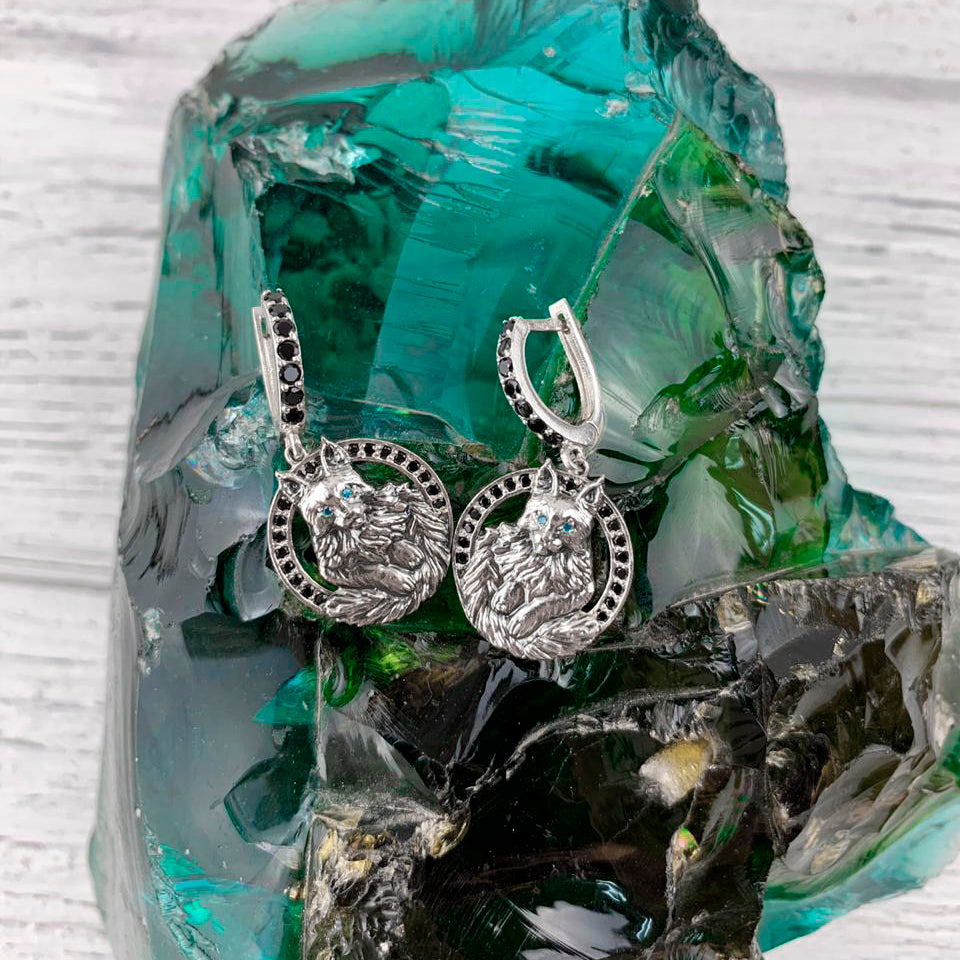 Cats earrings Maine Coon Silver earrings  Animals silver earrings  Cat jewelry