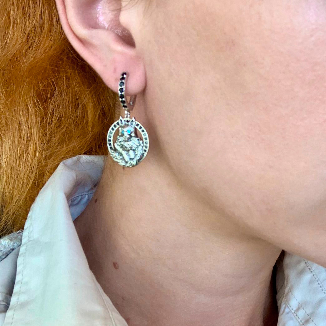 Cats earrings Maine Coon Silver earrings  Animals silver earrings  Cat jewelry