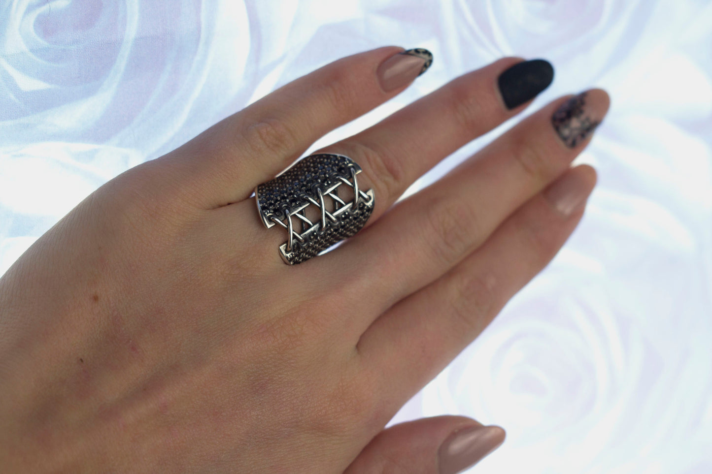 Corset Ring Goth jewelry  Wide Band ring,