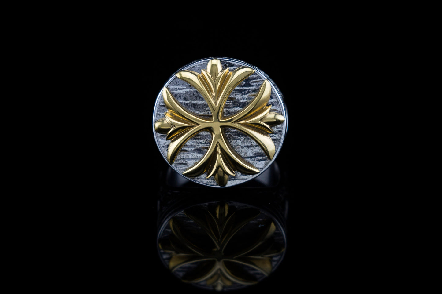 Maltese cross ring Medieval cross Bikers jewelry Motorcycle piston Biker ring 13 size