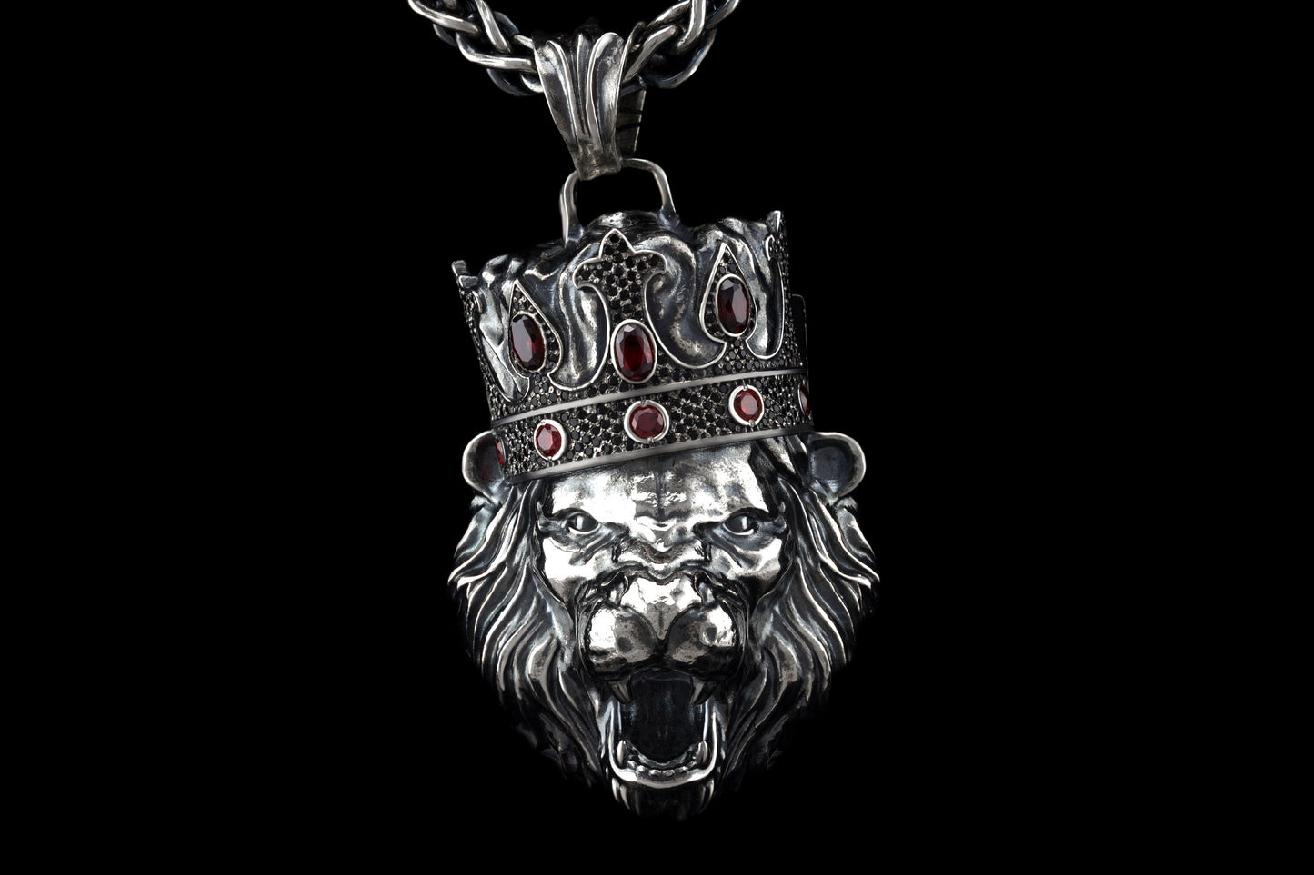 Huge silver pendant Lion Bikers jewelry