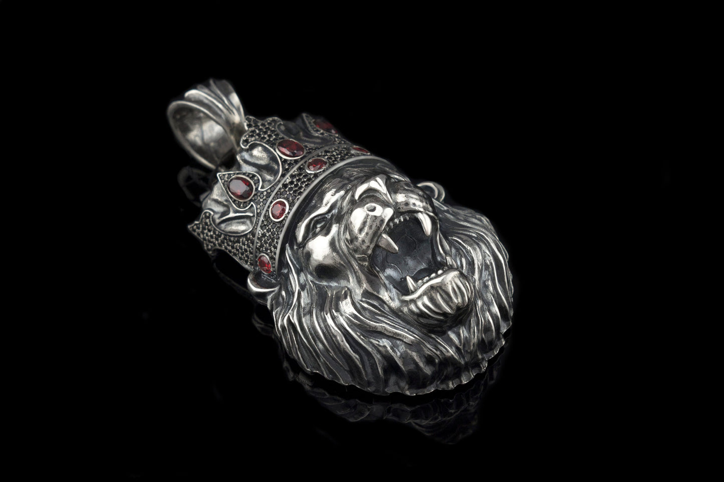 Huge silver pendant Lion Bikers jewelry