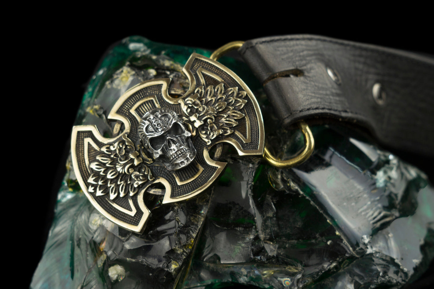 Skull belt buckle silver and brass Brutal buckle  Biker accessories Handmade buckle