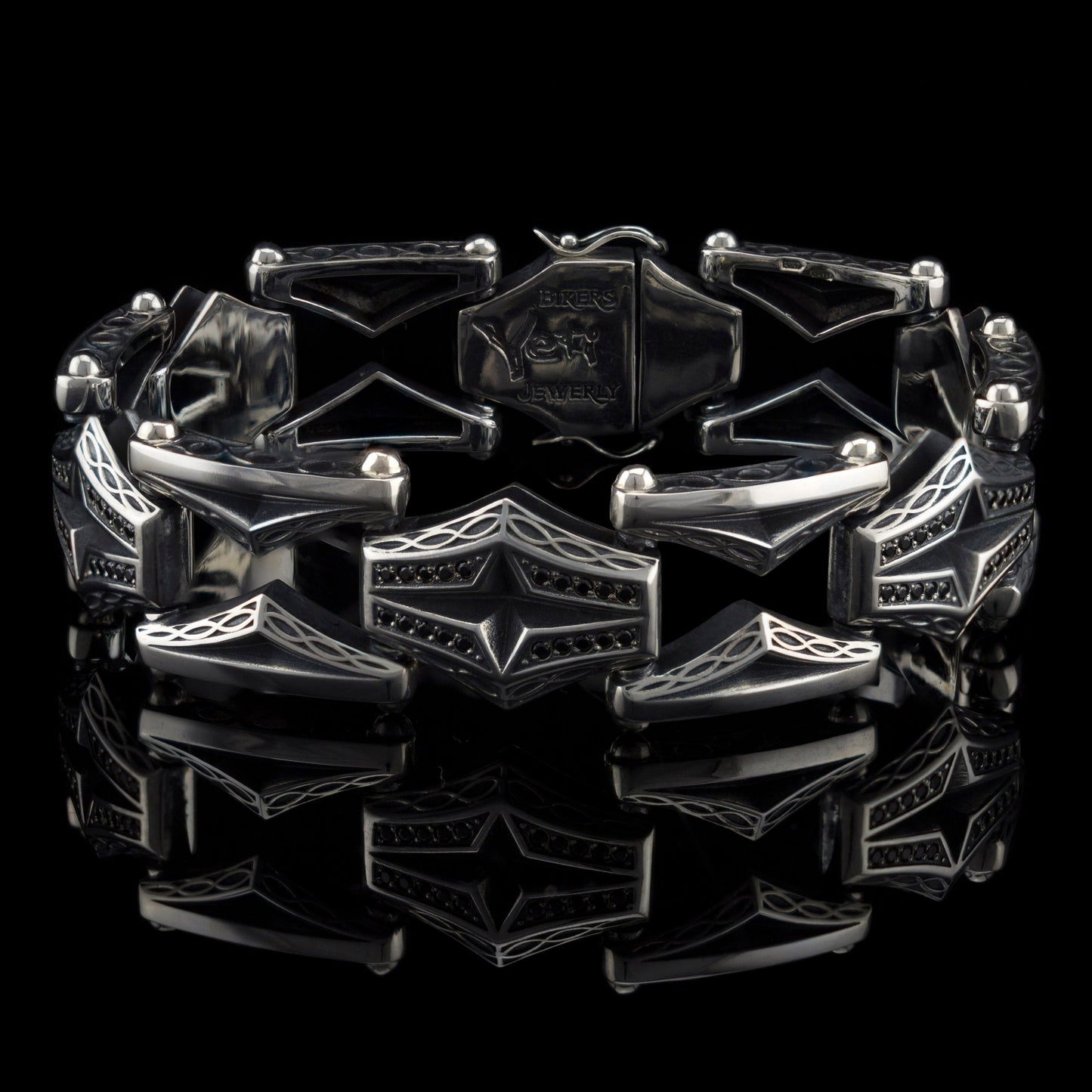 Brutalist men's bracelet with gemstones Silver bracelet  "Success is never blamed" small