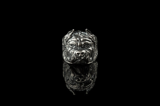 Pitbull ring, Biker ring, Animal ring, Terrier, Bordeaux, Bulldog, man silver ring