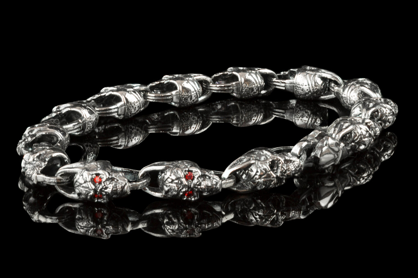 Skull bracelet Silver skull jewelry Biker bracelet Brutal silver jewelry