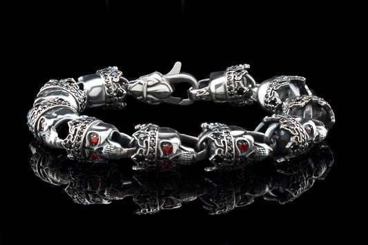 Women's skull bracelet Santa Muerte Womens bracelet Bikers jewelry Silver skull bracelet Skull jewelry