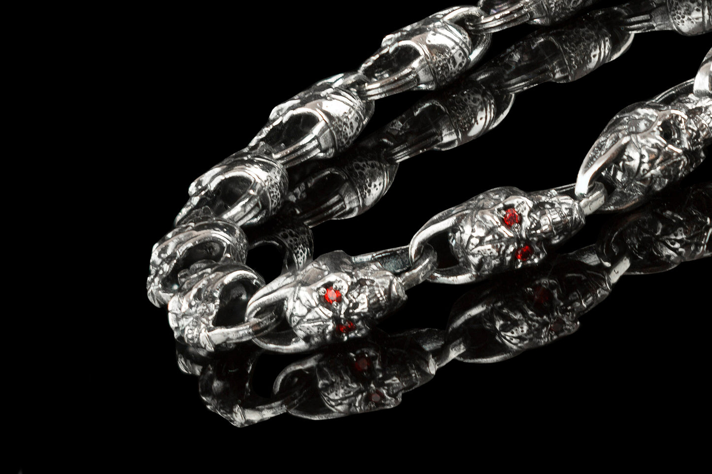 Skull bracelet Silver skull jewelry Biker bracelet Brutal silver jewelry