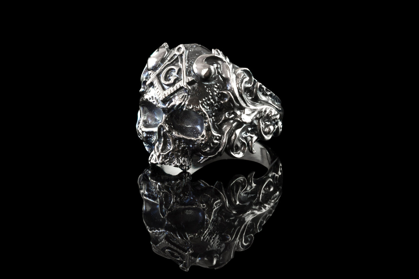 Silver skull ring Biker ring Skull jewelry Masonic ring Silver biker jewelry
