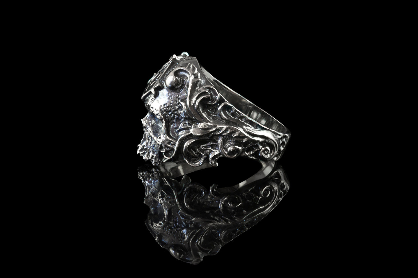 Silver skull ring Biker ring Skull jewelry Masonic ring Silver biker jewelry