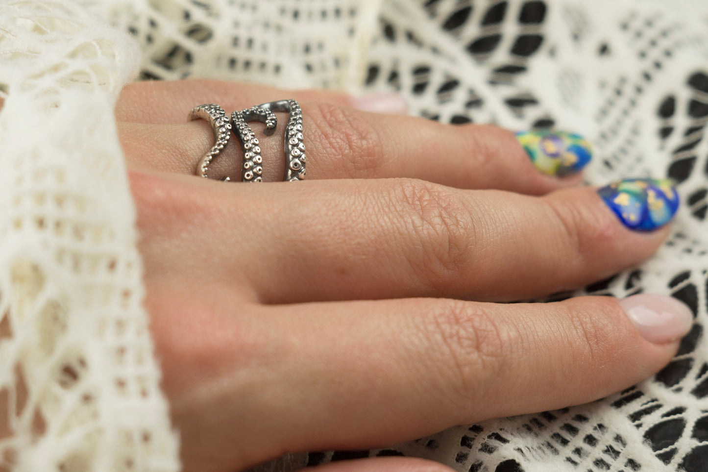 Adjustable silver ring  Octopus Kraken jewelry Everyday ring