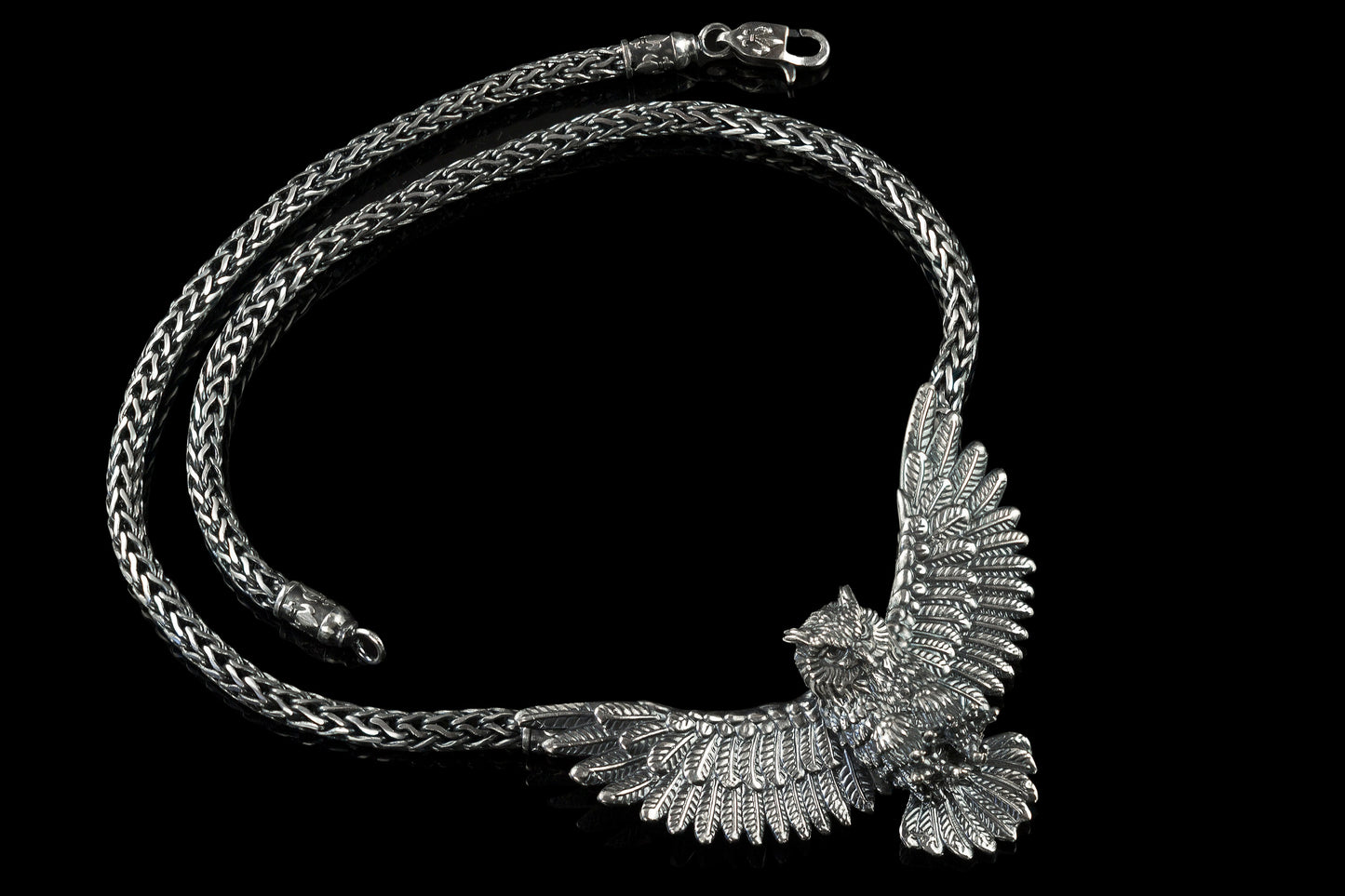 Women's silver necklace Owl Night bird