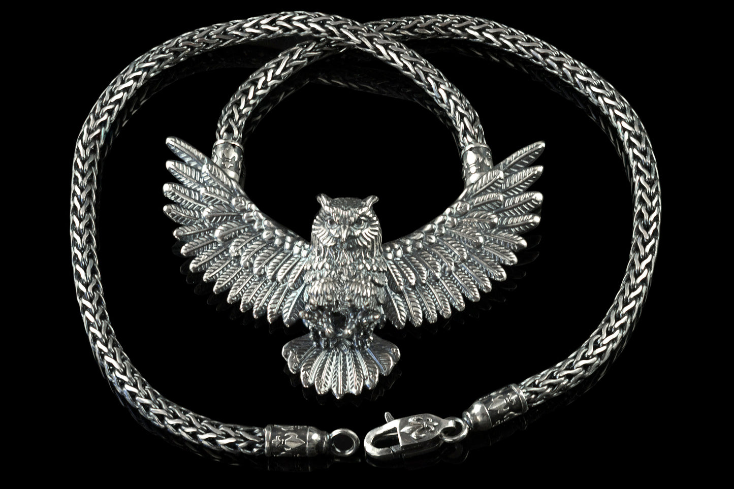 Women's silver necklace Owl Night bird