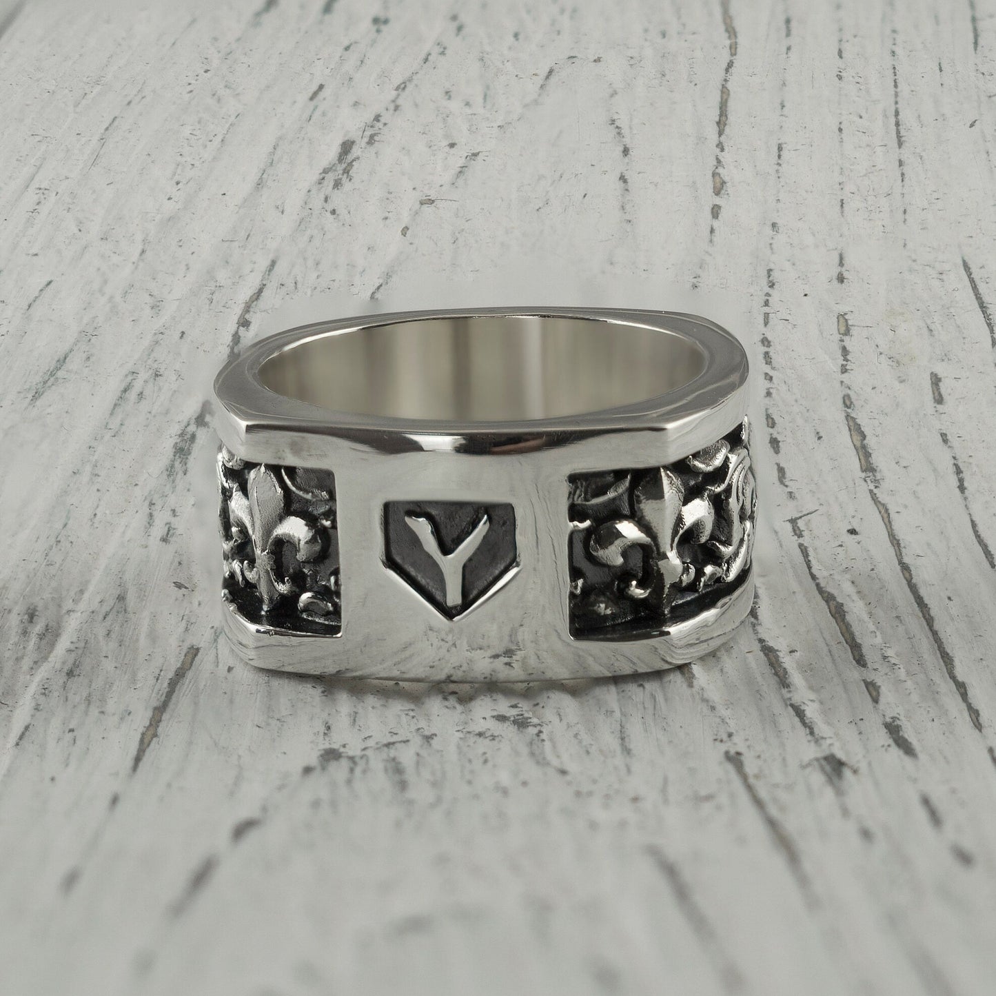 Fleur de Lis ring Biker ring Silver Fleur de Lis ring French lily