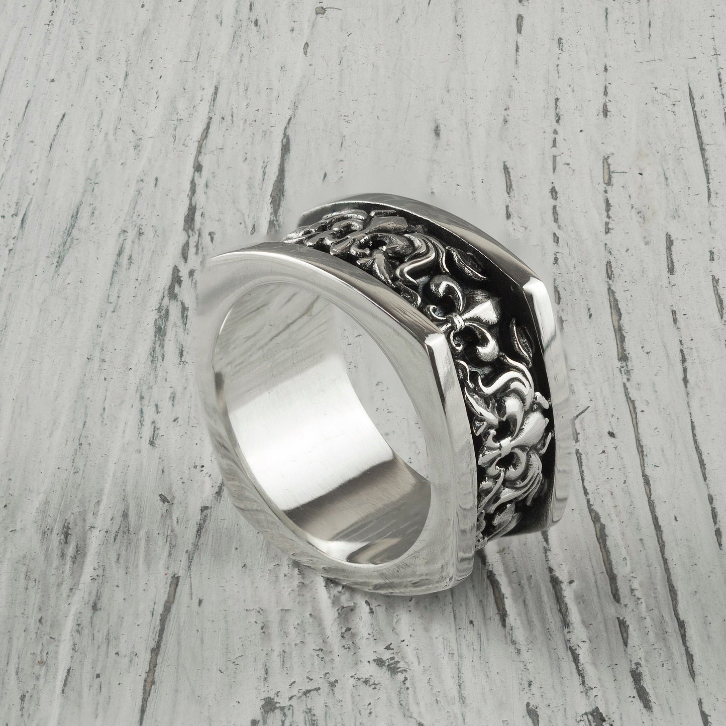 Fleur de Lis ring Biker ring Silver Fleur de Lis ring French lily