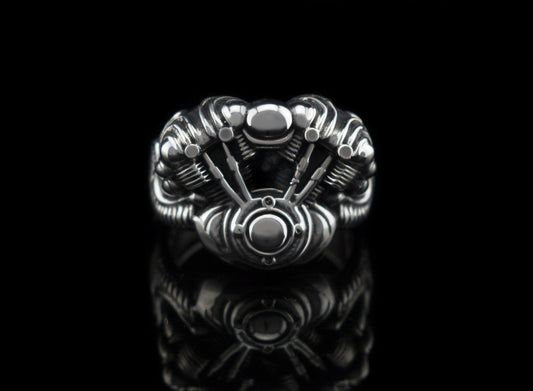 Motorcycles silver rind Biker jewelry V-twin motor ring