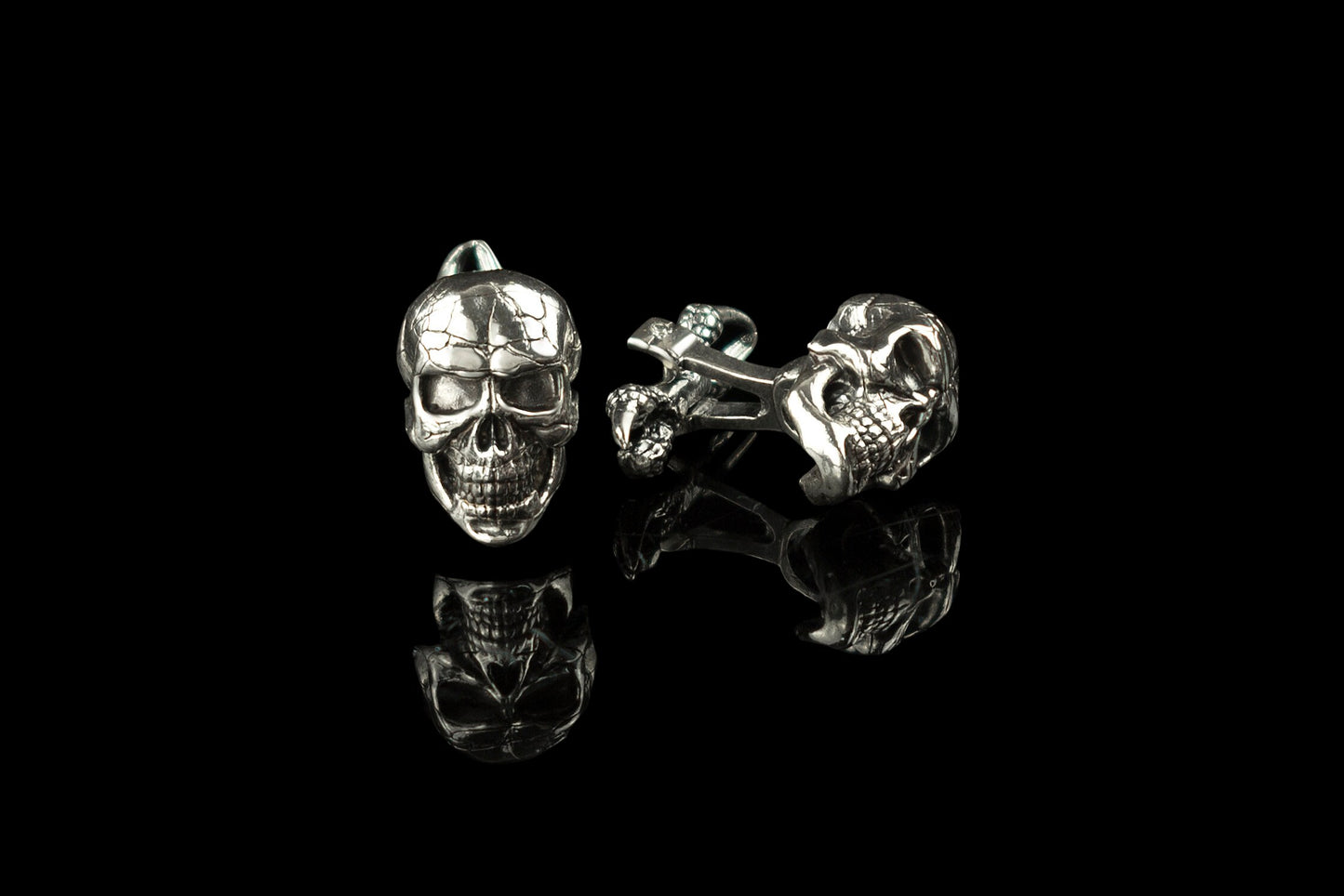 Skull cufflinks Silver skull accessories Biker jewelry Biker cufflinks Brutal accessories