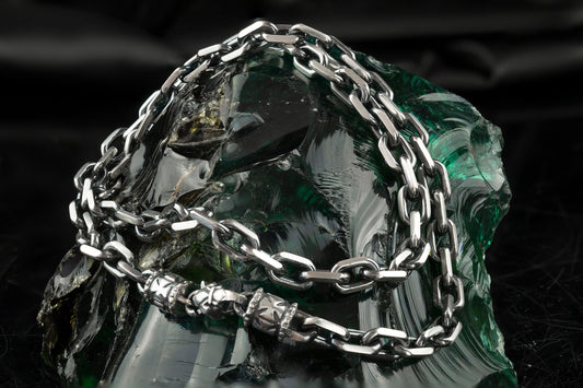 Anchor Chain Men's silver chain 23 inch Heavy chain Oxidized chain silver chain Handmade silver jewelry