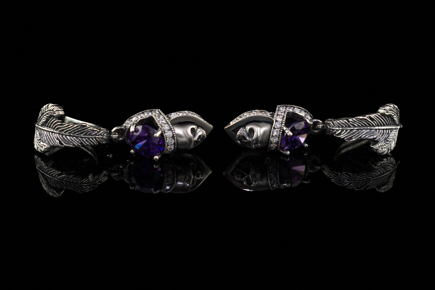 Silver skull earrings Goth jewelry Skull jewelry Skull earrings