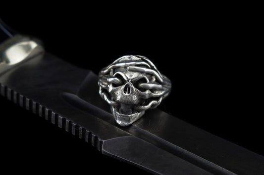 Men's ring Skull ring Silver skull ring  Brutalist Skull jewelry for men Biker ring Biker jewelry motorcycle men ring Root