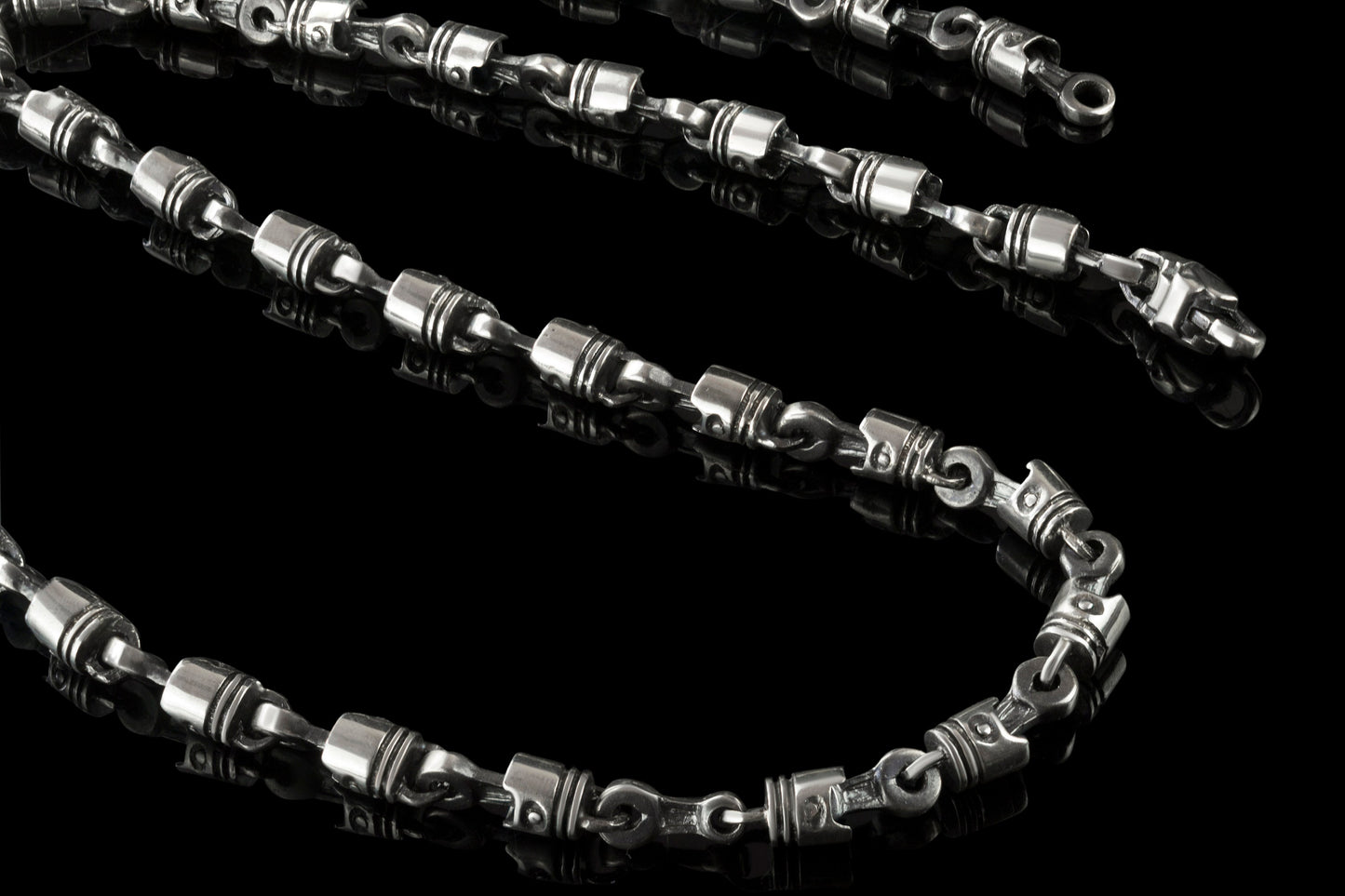 Bikers chain Biker jewelry Men's silver chain Piston Men silver necklace