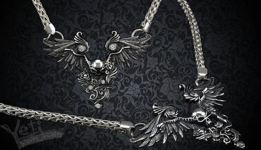 Women skull necklace Gothic jewelry Dark Angel