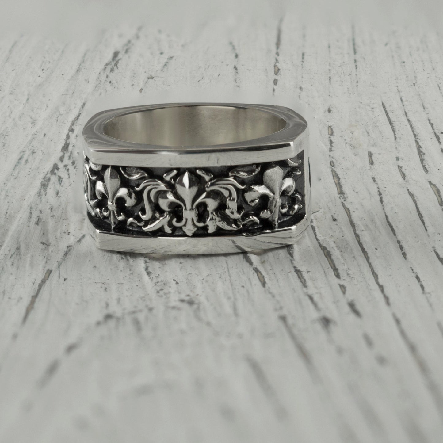 Fleur de Lis ring Biker ring Silver Fleur de Lis ring French lily