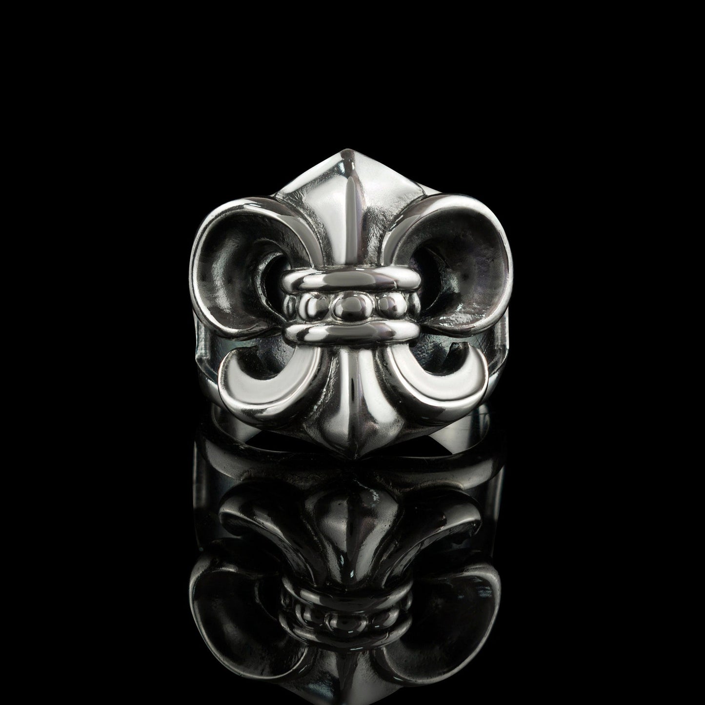 Fleur de Lis ring Silver jewelry French lily Biker jewelry Knight ring