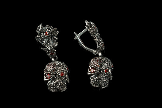 Women skull earrings Skull jewelry Silver skull earrings Skull gift for her Skull women jewelry
