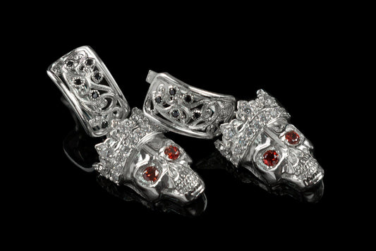 Womens silver skull earrings Santa Muerte skull jewelry