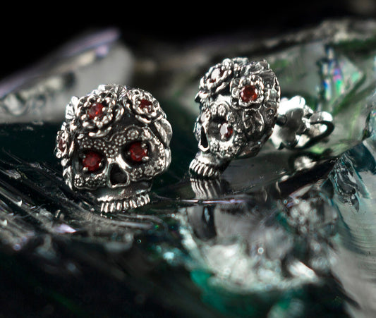 Skull Stud earrings Silver skull earrings  Skull jewelry Stud Earrings skull Bikers jewelry