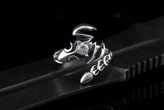 Adjustable silver ring Scorpion ring Silver scorpio ring