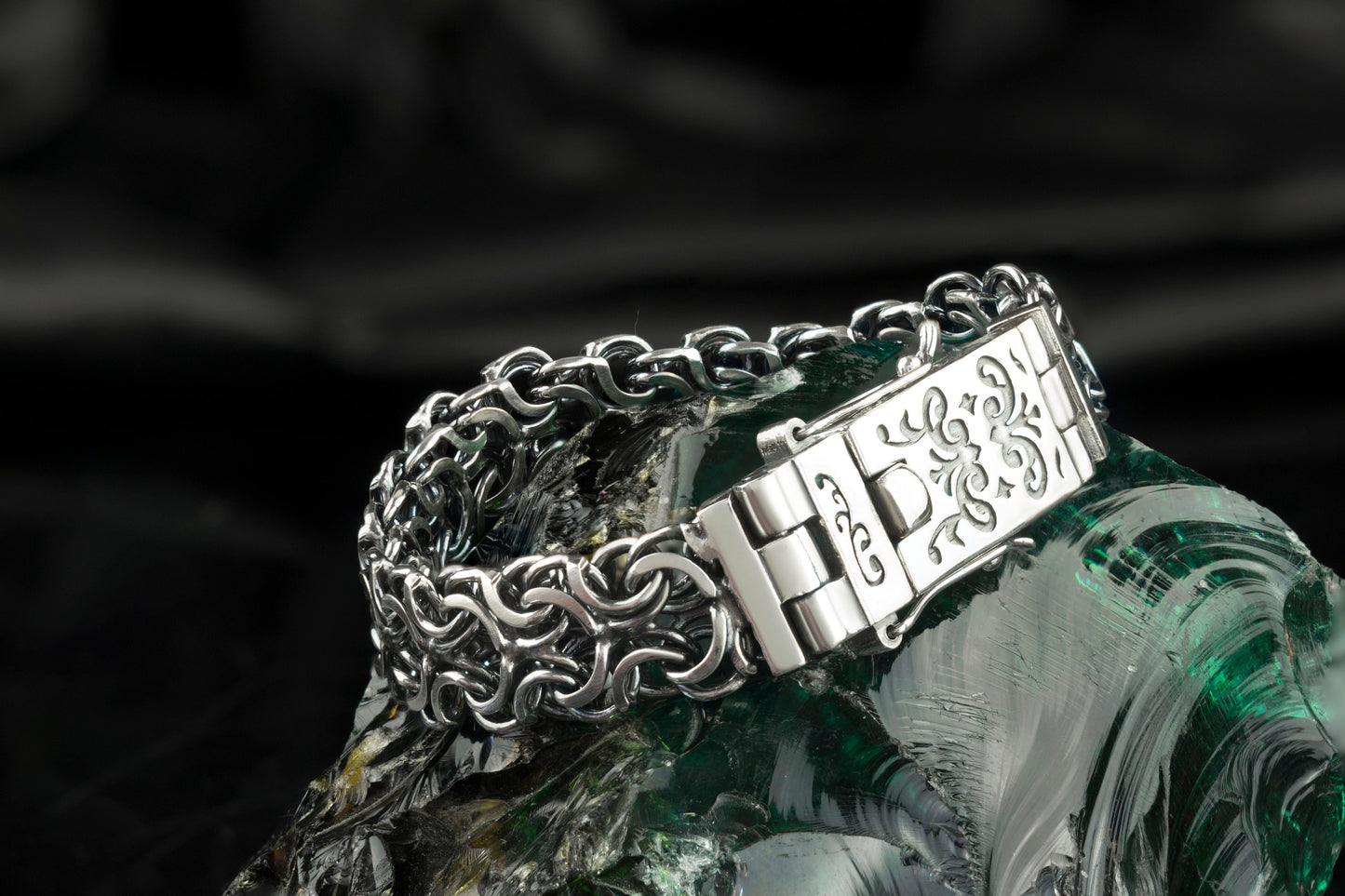 Heavy bracelet Handmade silver bracelet 12 mm width bracelet