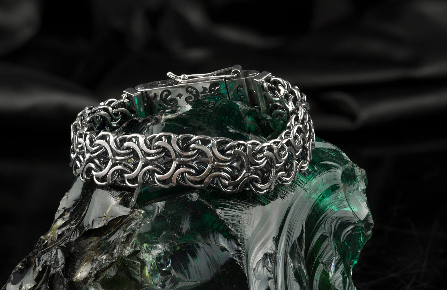 Heavy bracelet Handmade silver bracelet 12 mm width bracelet