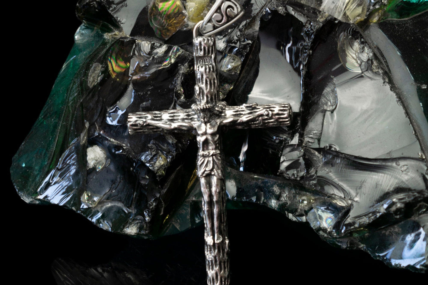 Crucifix Jesus  pendant Heavy silver cross