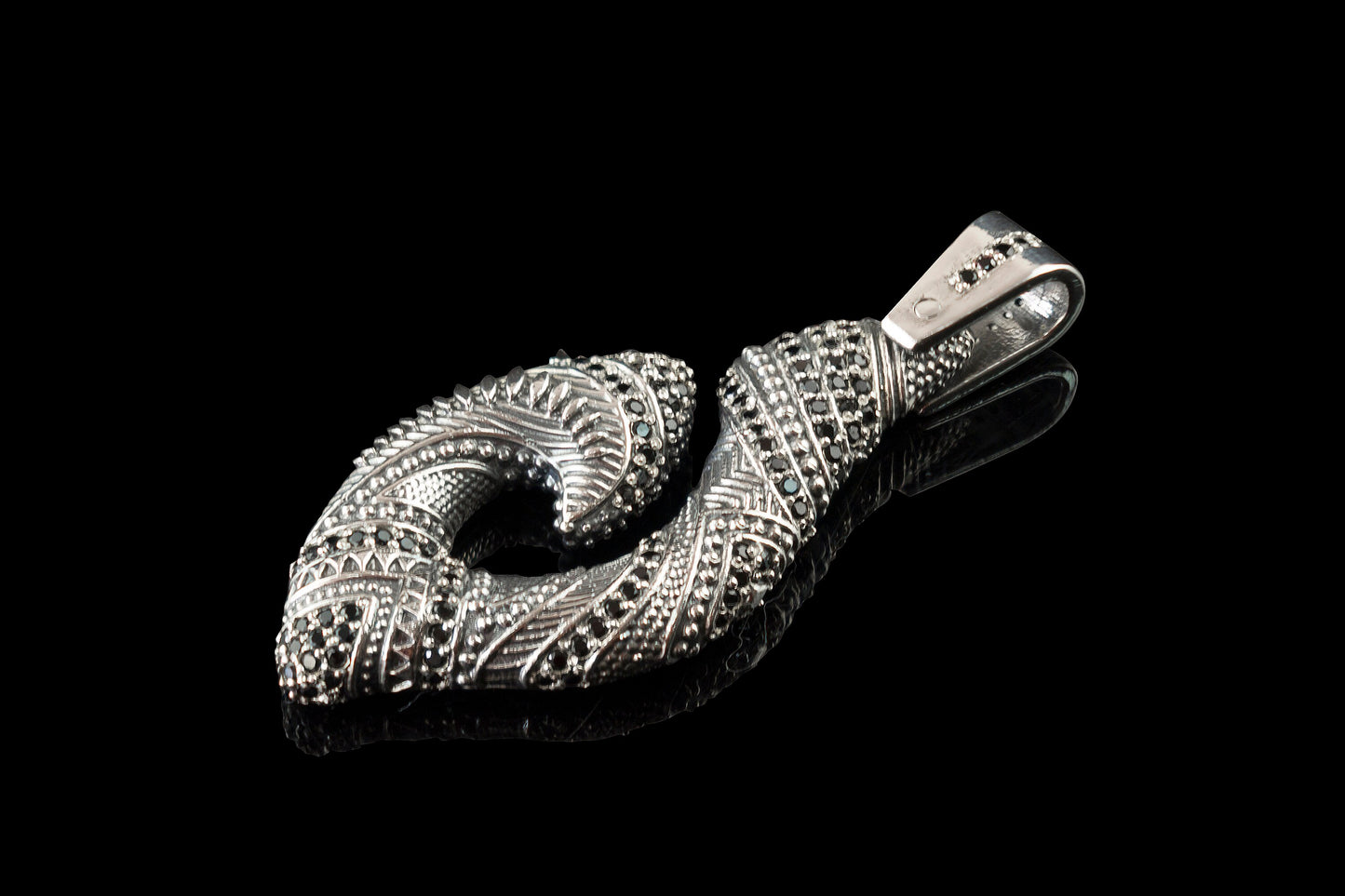 Hawaiian hook Hawaii silver pendant Fish hook Sea & sand Jewelry Scroll fish hook