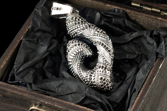 Hawaiian hook Hawaii silver pendant Fish hook Sea & sand Jewelry Scroll fish hook