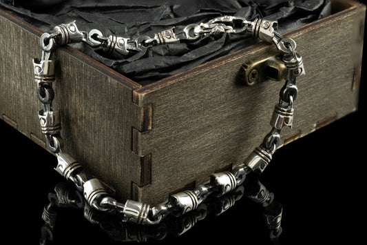 Silver biker bracelet Piston Motorcycle bracelet Brutal jewelry