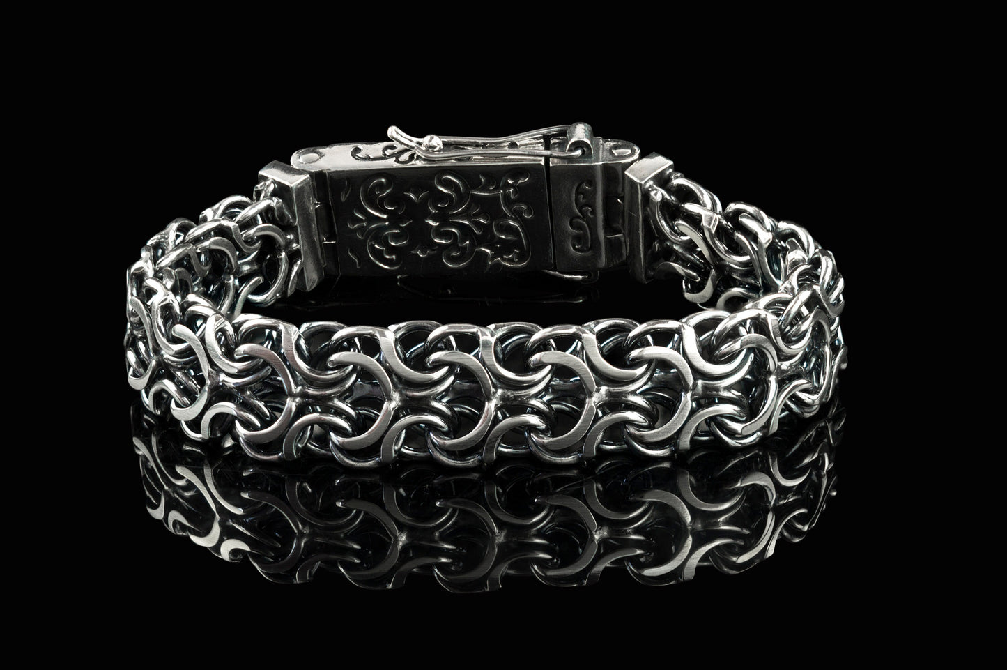 Heavy bracelet Handmade silver bracelet 12 mm width bracelet