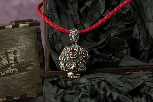 Women's silver skull pendant Frida pendant Skull jewelry Gothic pendant