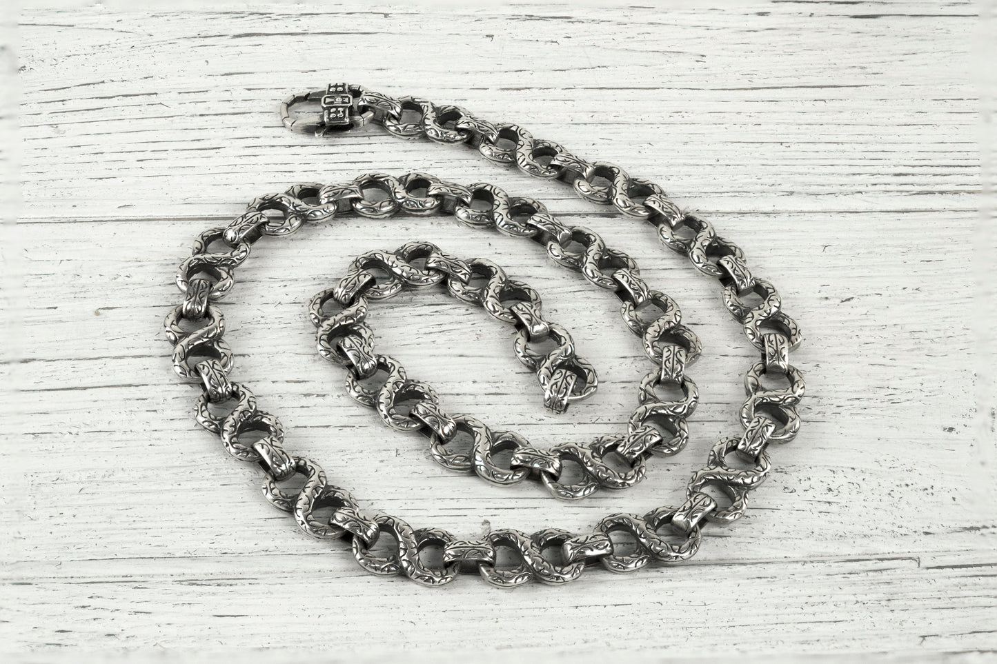 Huge  necklace for men's  Silver chain Brutalist jewelry