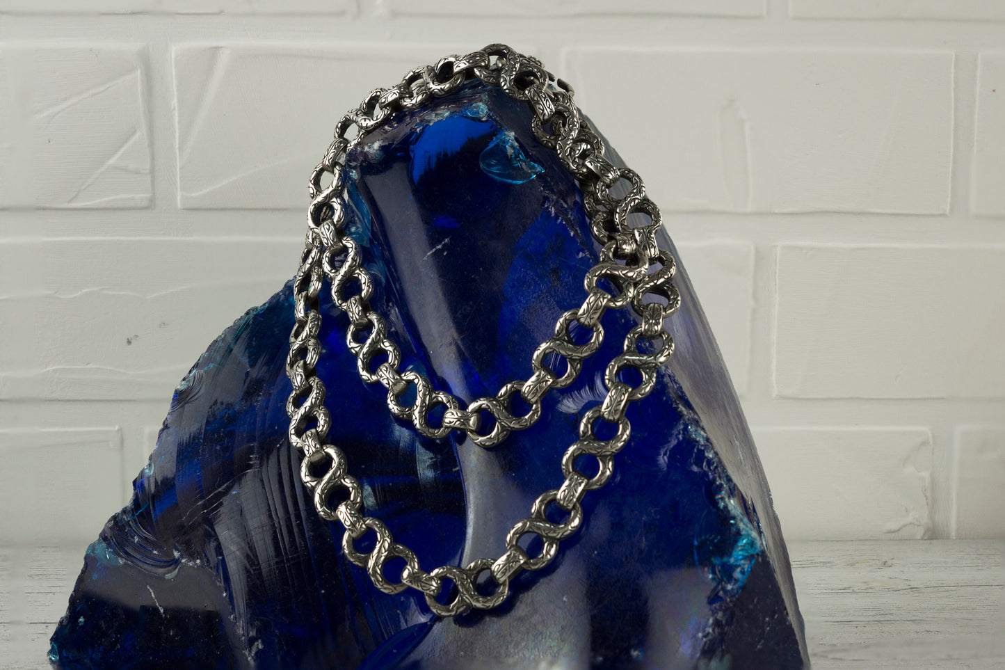 Huge  necklace for men's  Silver chain Brutalist jewelry