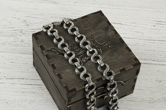 Huge  necklace for men's  Silver chain Brutalist jewelry