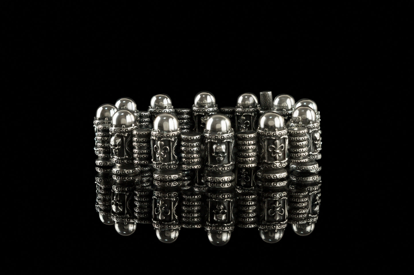 Brutalist silver bracelet Skull bracelet Bullet Silver skull bracelet