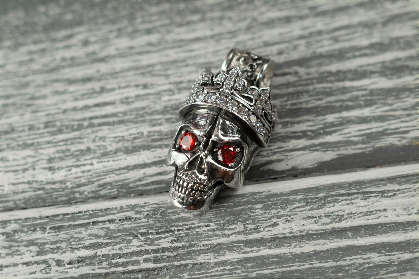 Silver skull pendant Santa Muerte Skull necklace  Biker jewelry