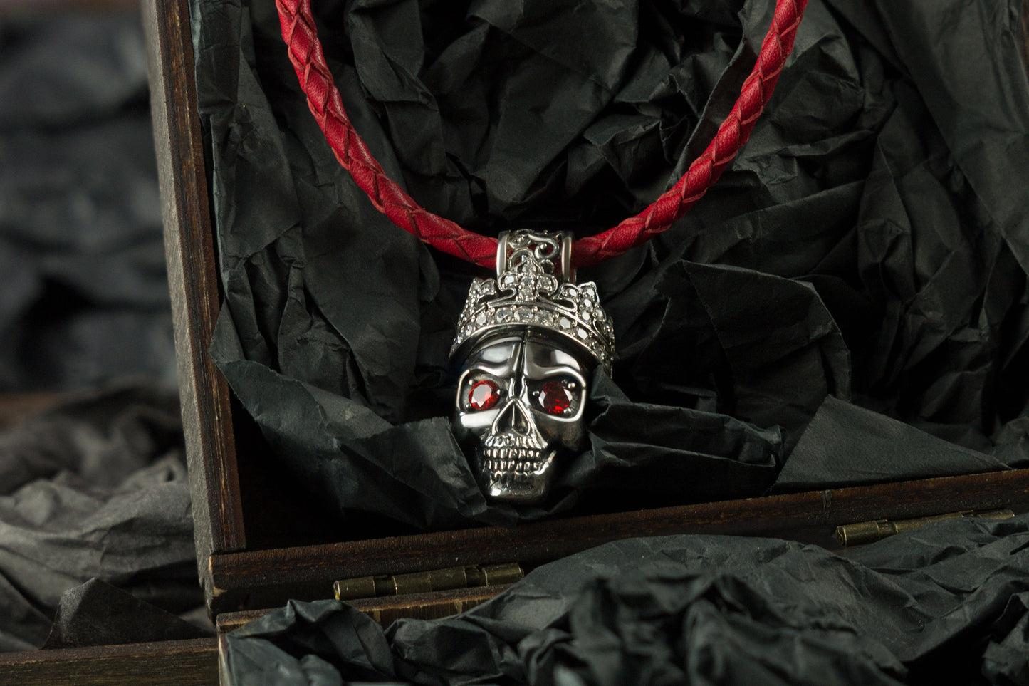 Silver skull pendant Santa Muerte Skull necklace  Biker jewelry