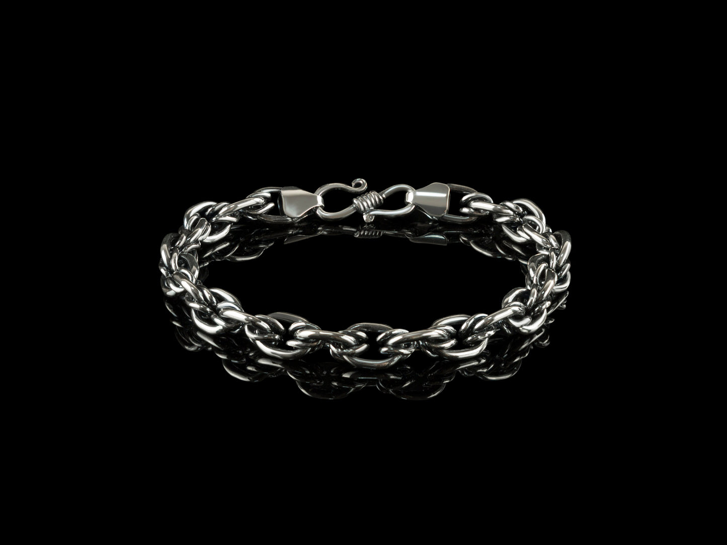 Handmade silver bracelet 9mm bracelet wide Men's silver bracelet