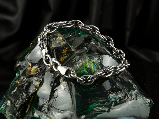 Handmade silver bracelet 9mm bracelet wide Men's silver bracelet