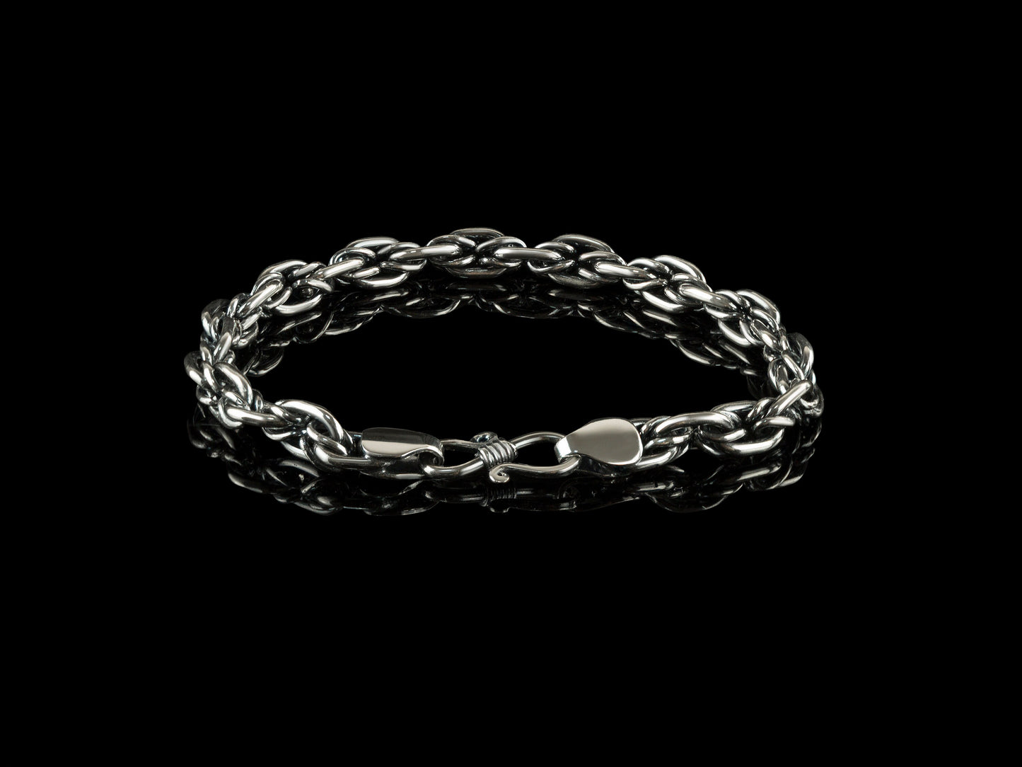 Handmade silver bracelet 6 mm bracelet wide Men's silver bracelet